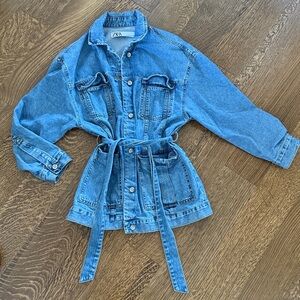 Zara belted Blue Jean Jacket